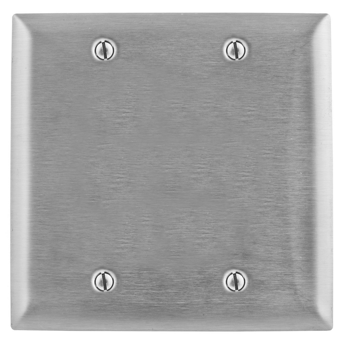 SSJ23 Jumbo Blank Wall Plate, 2 Gangs, 5.31 in W x 5.25 in H, 302/304 Stainless Steel, Metallic