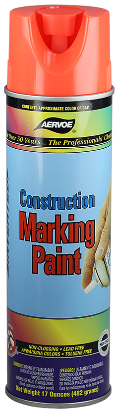 283 Durable Construction Marking Paint, 16 oz Container, Fluorescent Red/Orange, 420 ft