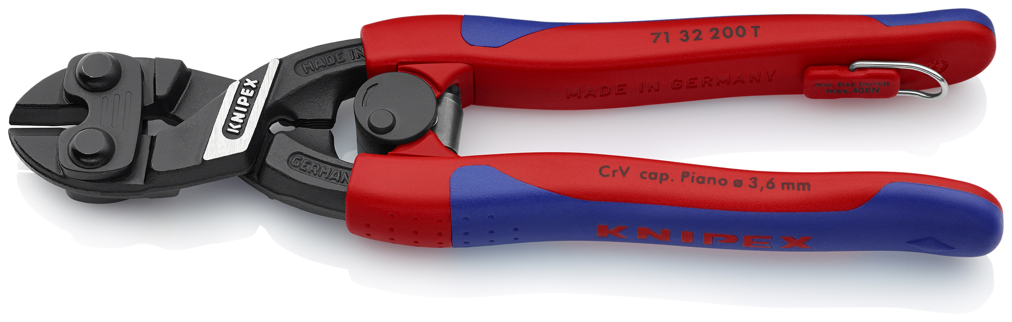 CoBolt High Leverage Compact Bolt Cutter-Notched Blade-Tethered Attachment, 8 in., Slim Multi-Component