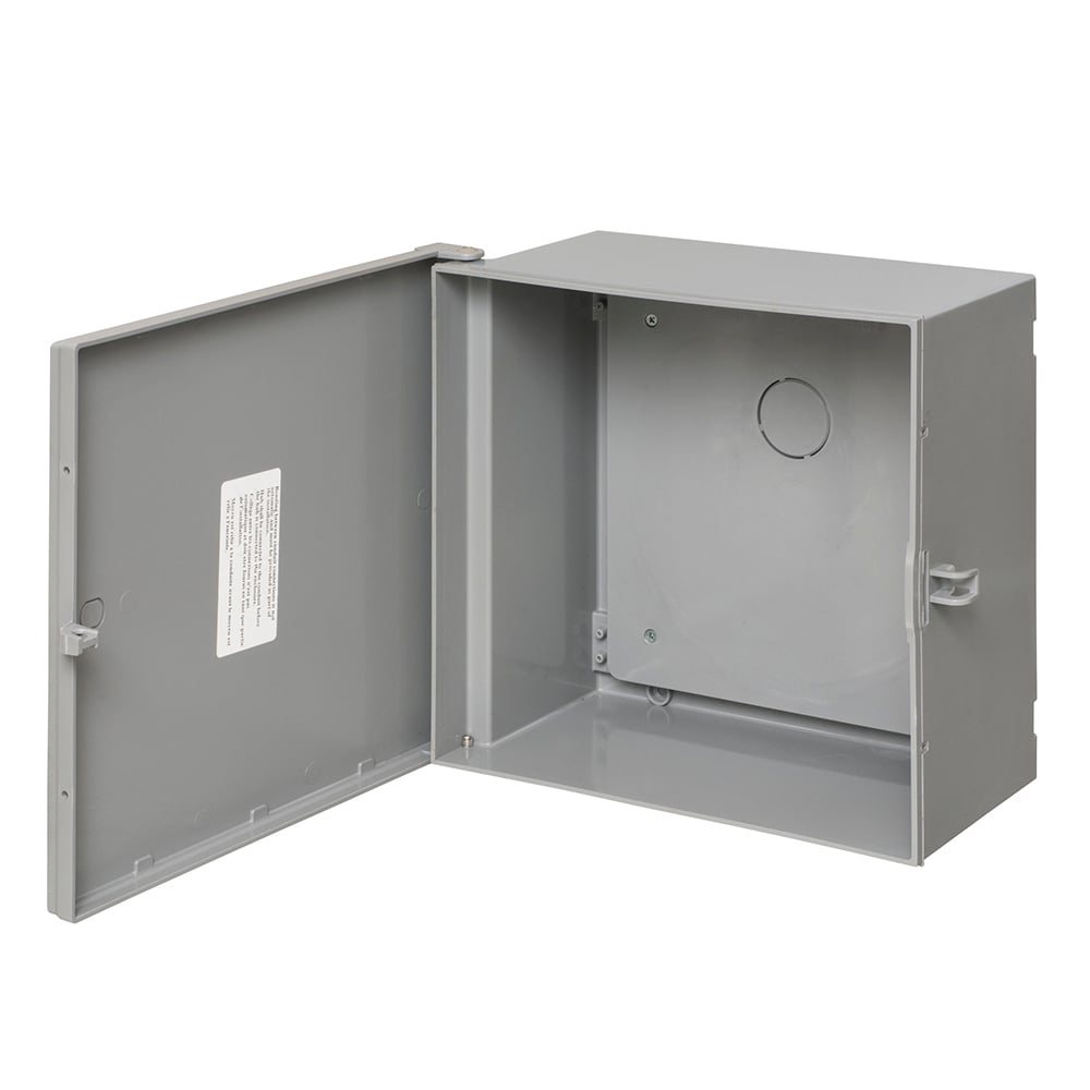 EB12126BP Heavy Duty Non-Metallic Enclosure Box With Back Plate, 13.889 in W x 6.312 in D x 12.545 in H, NEMA 3R, Plastic