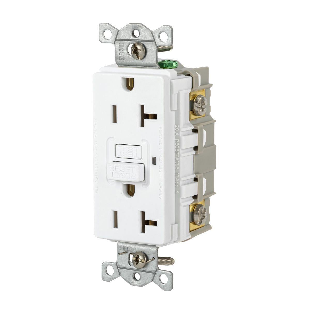 GFR20W Wiring Device GFCI Receptacle, 125 V AC, 20 A, White