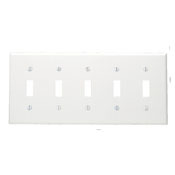 85023 Standard Size Traditional Wall Plate, 5 Gangs, 9.99 in W x 4.5 in H, Thermoset, Brown
