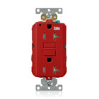 20 Amp, 125 Volt, SmartlockPro Self-Test GFCI Duplex Receptacle , NEMA 5-20R, 2P, 3W, Extra-Heavy Duty Industrial Grade, Weather & Tamper-Resistant, 20A Feed-Through, Back or Side Wired - RED