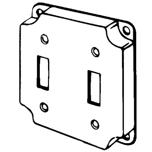 8367 Raised Electrical Box Cover, 4 in L x 4 in W x 1/2 in D, Toggle Switch Cover, Steel
