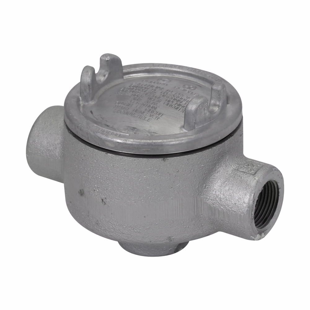 GUAD49 Condulet Type EA Shape D Conduit Outlet Box With Cover, 1-1/4 in, 5 in Cover Opening, 76 cu-in Capacity, Aluminum Acrylic Painted/Electro-Galvanized