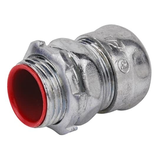 TC711A Steel City Insulated Compression Connector, 1/2 in Trade, For Use With EMT Conduit, Steel, Zinc Plated