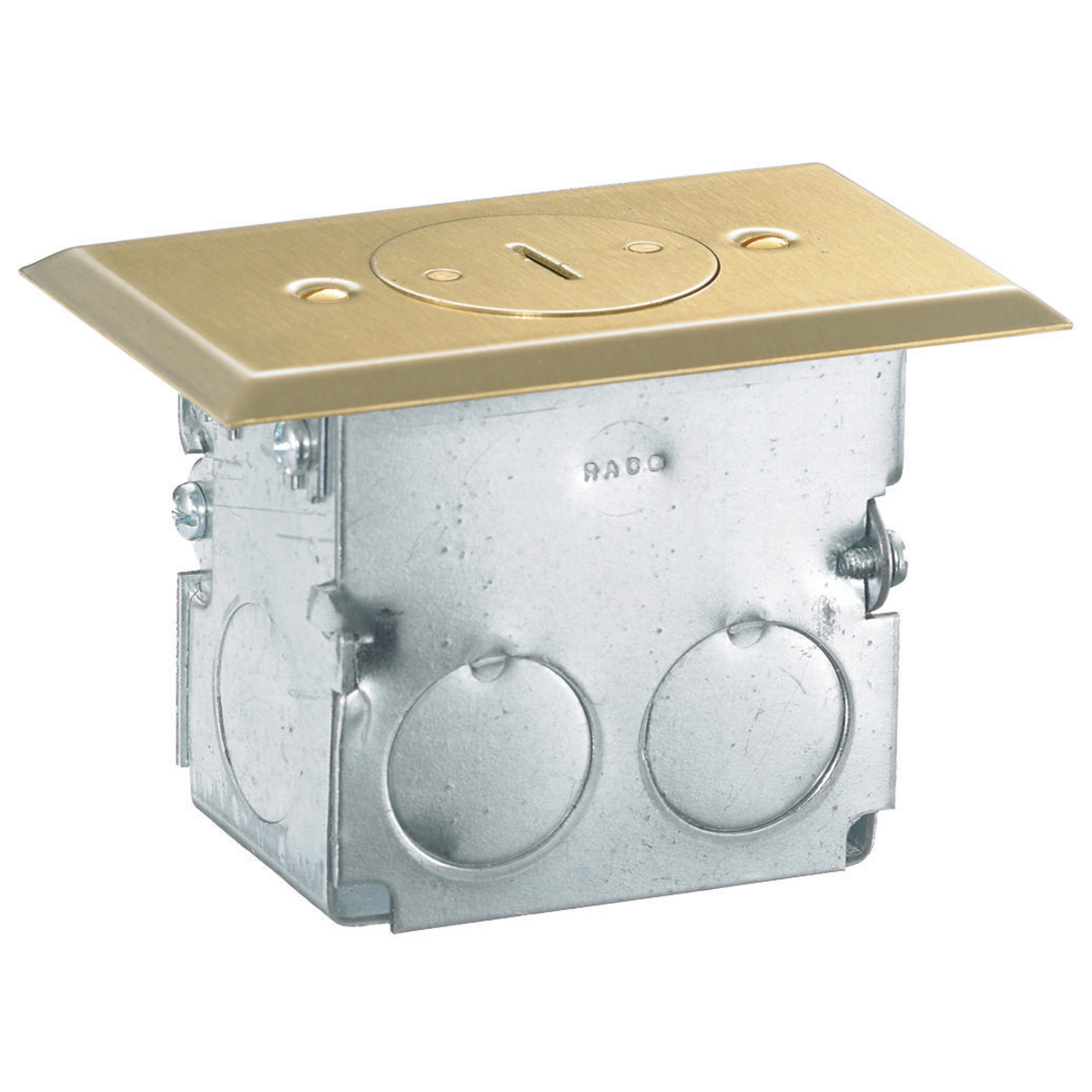 RF151TR Drop-In Single Receptacle Floor Box, Solid Brass, (1) Outlets, (2) Knockouts