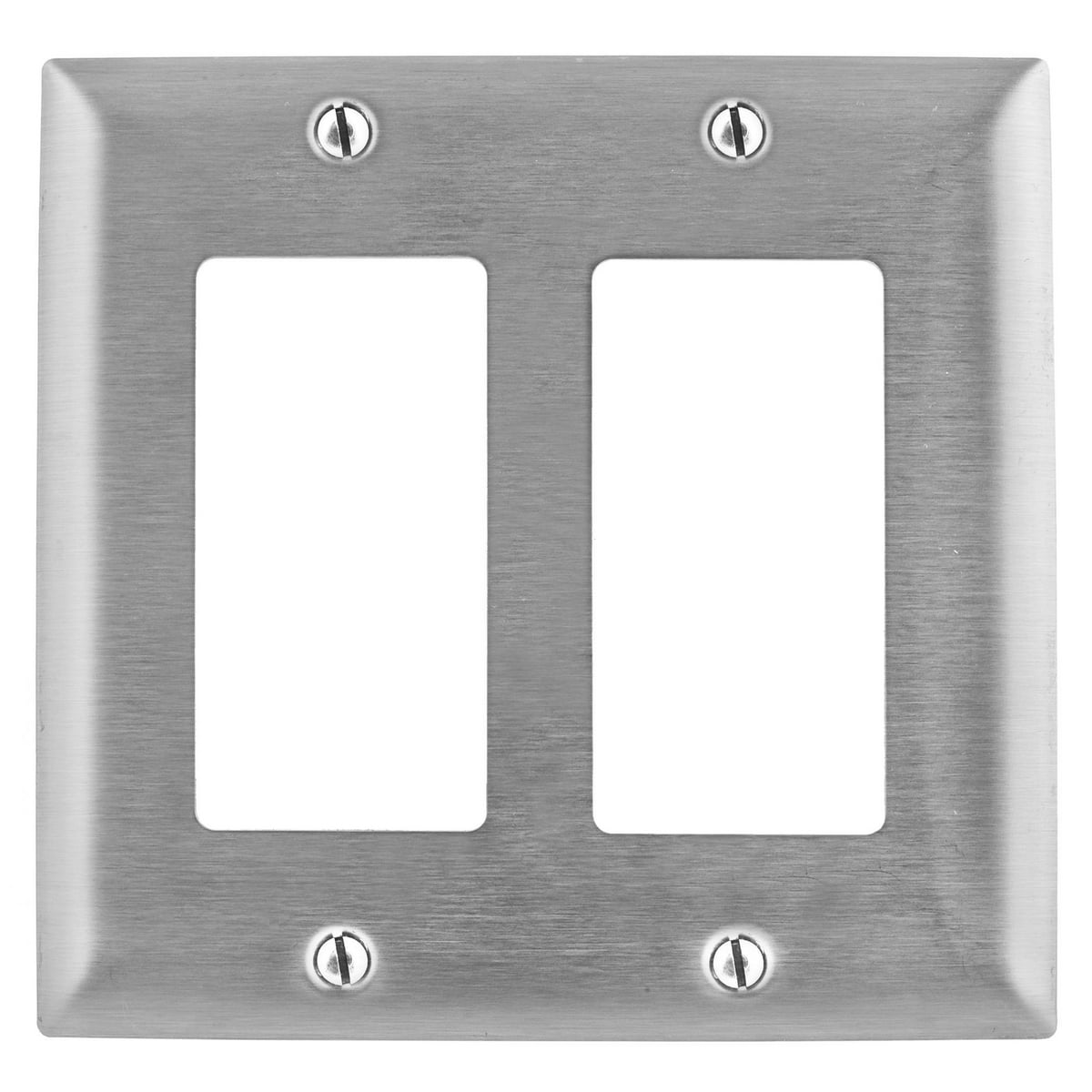 SS262L Standard Wall Plate, 2 Gangs, 4.6 in W x 4.5 in H, 430 Stainless Steel, Metallic
