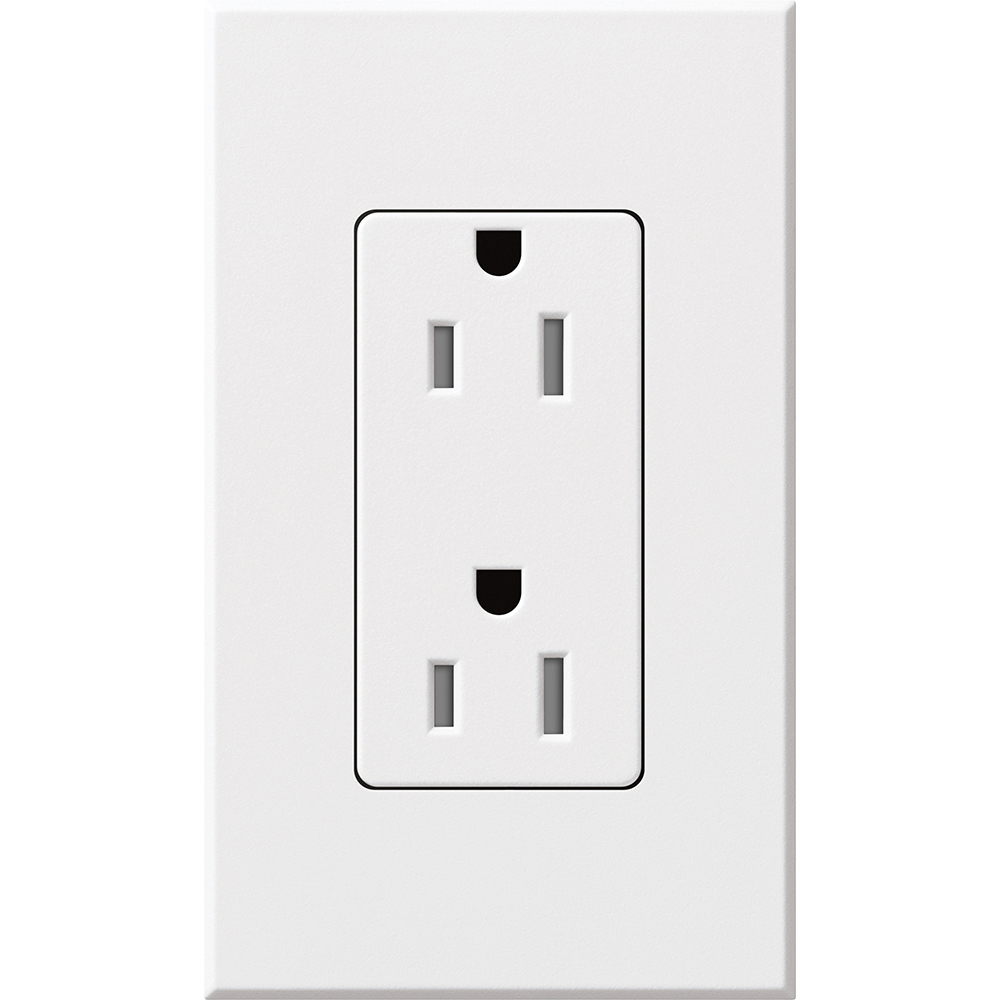 NTR-15-TR-WH Architectural  Tamper-Resistant Duplex Receptacle with Wall Plate, 15 Amp, Matte, White