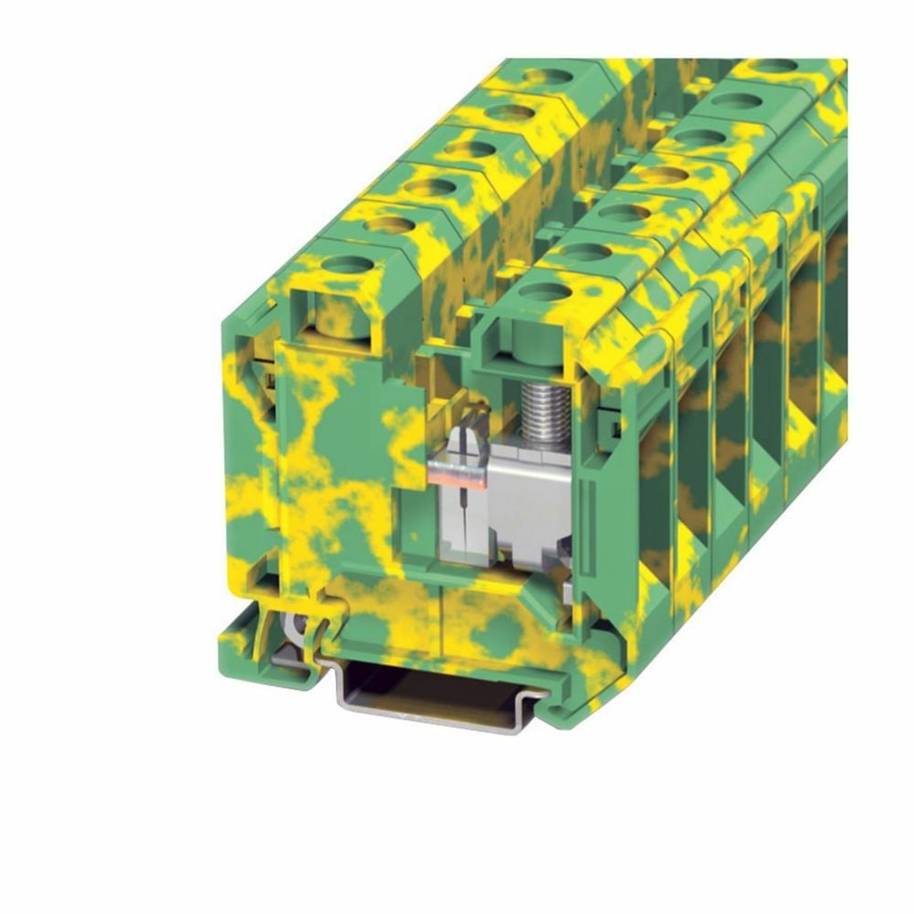 XBUT35PE IEC-XB 1-Level Ground Block, 125 A, 24 to 8 AWG Wire, DIN Rail Mount