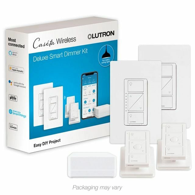 P-BDG-PKG2W Caseta Smart Dimmer Switch Kit with Smart Hub, 2 Original In-Wall Dimmers, 2 Pico Remotes, 2 Pedestals, White