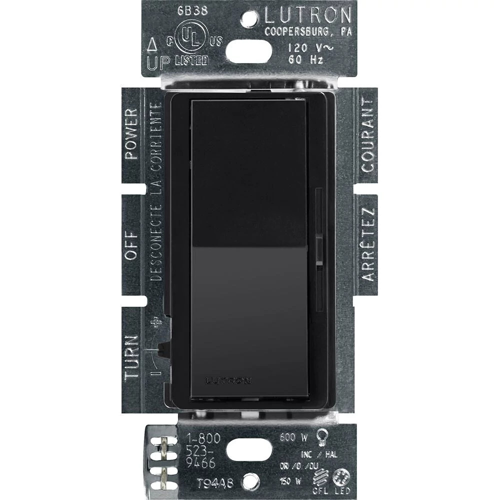 DVCL-153PH-BL Diva LED+ Dimmer Switch, No Neutral Required, 150W LED, 1 Pole/3-Way, 120V, Black