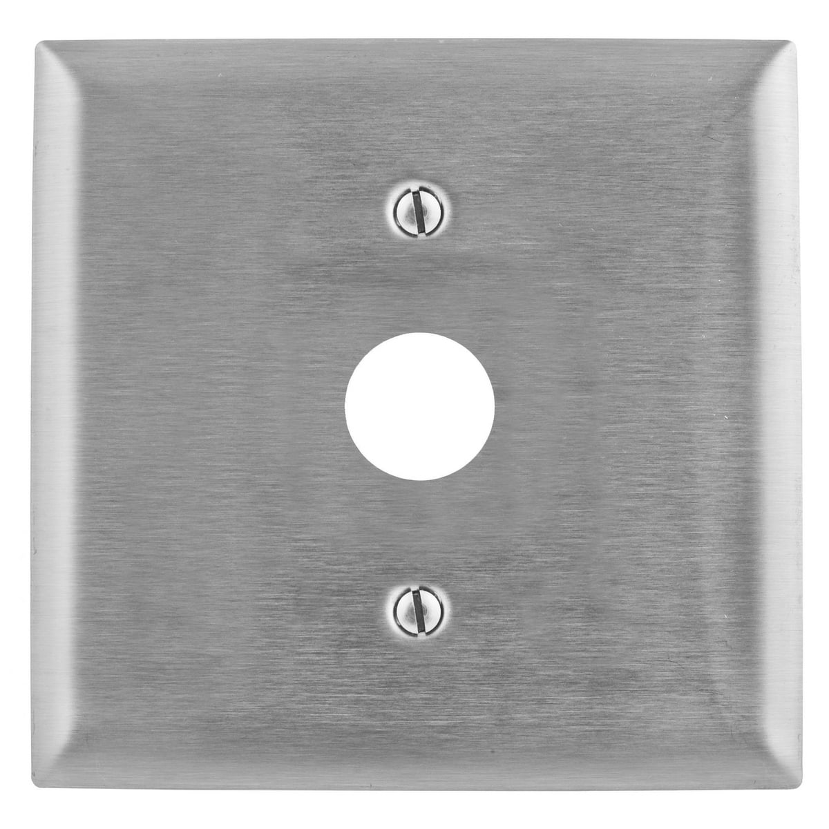 SS741 Stamped Standard Telephone/Coaxial Wallplate, 2 Gangs, 302/304 Stainless Steel, Box Mount