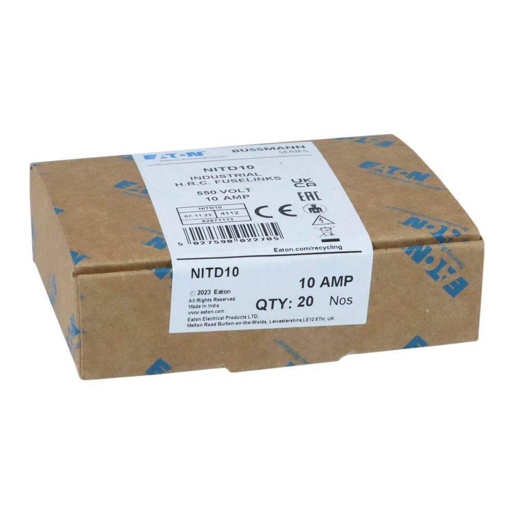 NITD10 Low Voltage Non-Indicating Fuse Link, 550 V AC, 10 A, For Use With CAMster Series Fuse Holder, Ceramic
