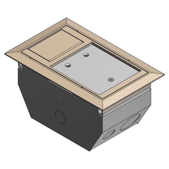 AFM-2-BGE Steel City 2-Compartment Raised Access Floor Module With Beige Non-Metallic Cover, 2 Gangs, Steel