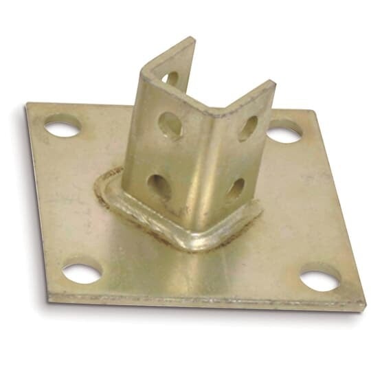 B-924 Kindorf 900 10-Hole Post Base Connector, 6 in L x 6 in W, For Use With 1-1/2 x 1-1/2 in Channel, Steel, Galv-Krom/Standard