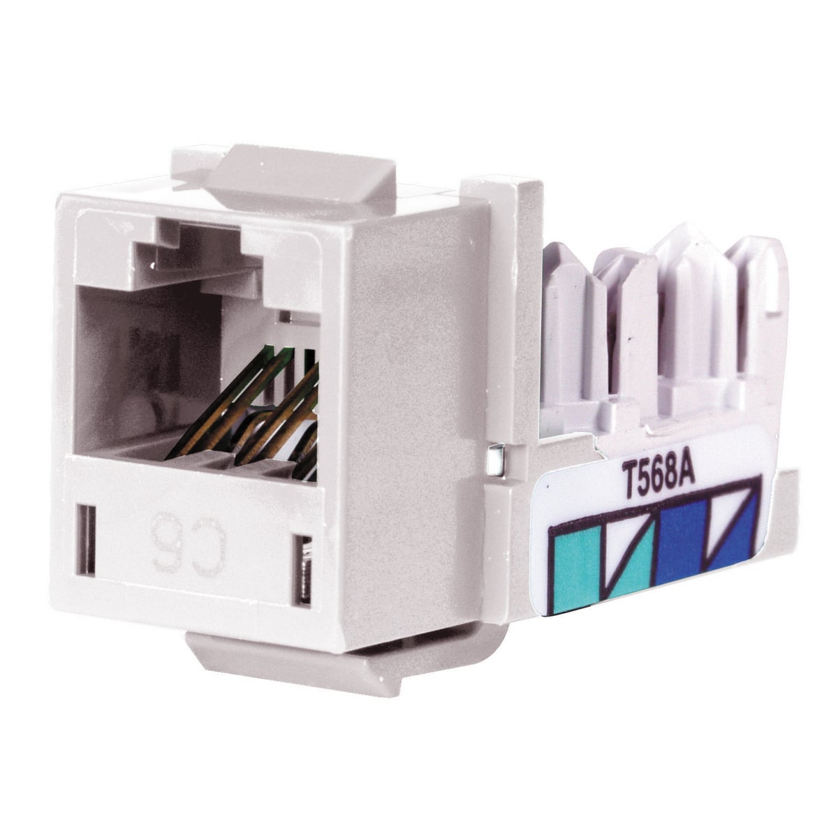 HXJ6W24 8-Position Standard Universal Xcelerator A/B Modular Jack, Cat 6 Module, Thermoplastic, White