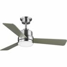 This ceiling fan includes an LED light source covered by a white opal shade to help extend your day into the evening. You and your family will relax in your peaceful retreat created by the cool breeze coming from the three-blades rotating overhead. The fixture is coated in a brushed nickel finish to complete the handsome design.