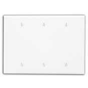 PJ33-W Midway Size Blank Wall Plate, 3 Gangs, Thermoplastic Nylon, White