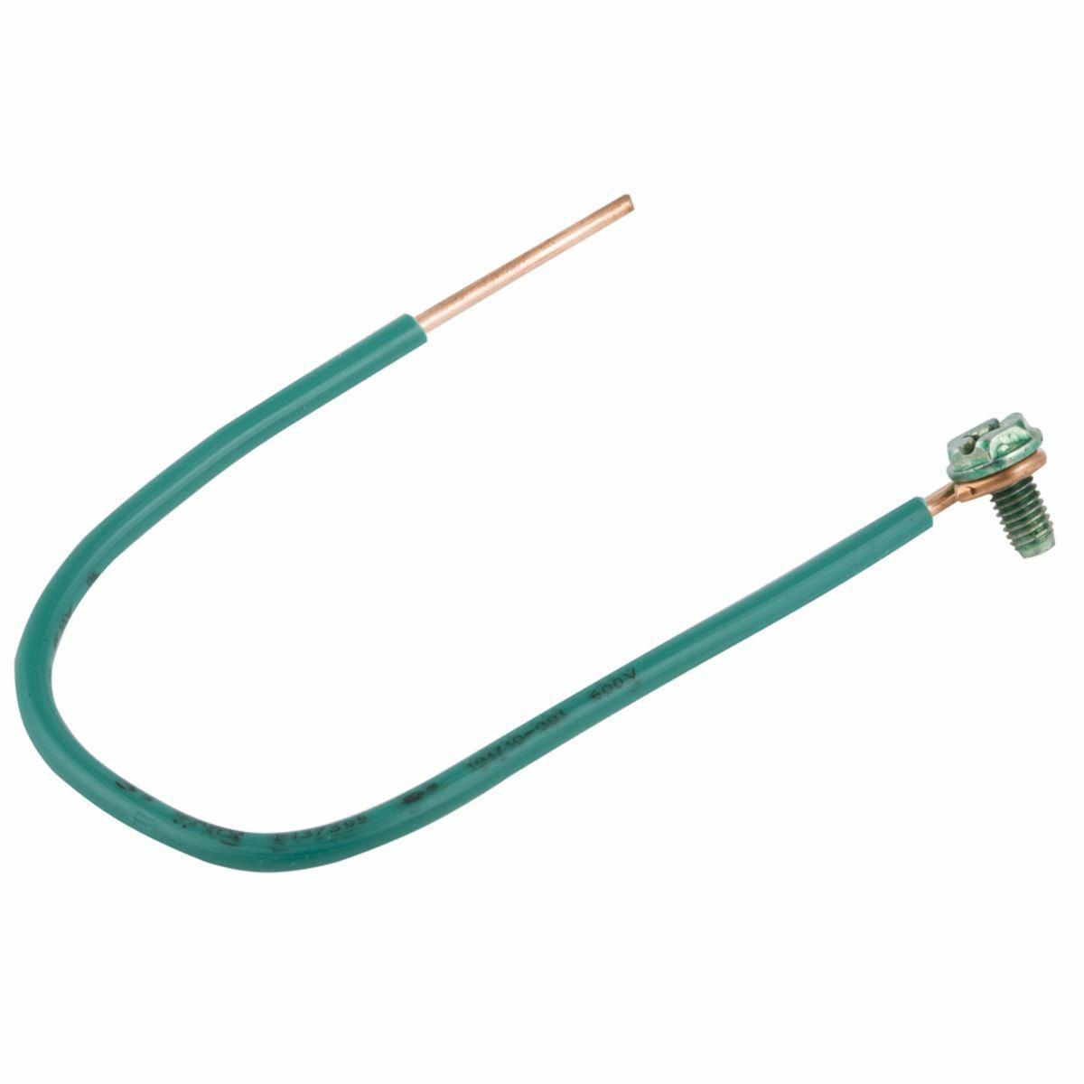 996 Ground Pigtail, 12 AWG Insulated/Solid Copper Wire, 8 in L, Grounding Wire Terminal, Copper