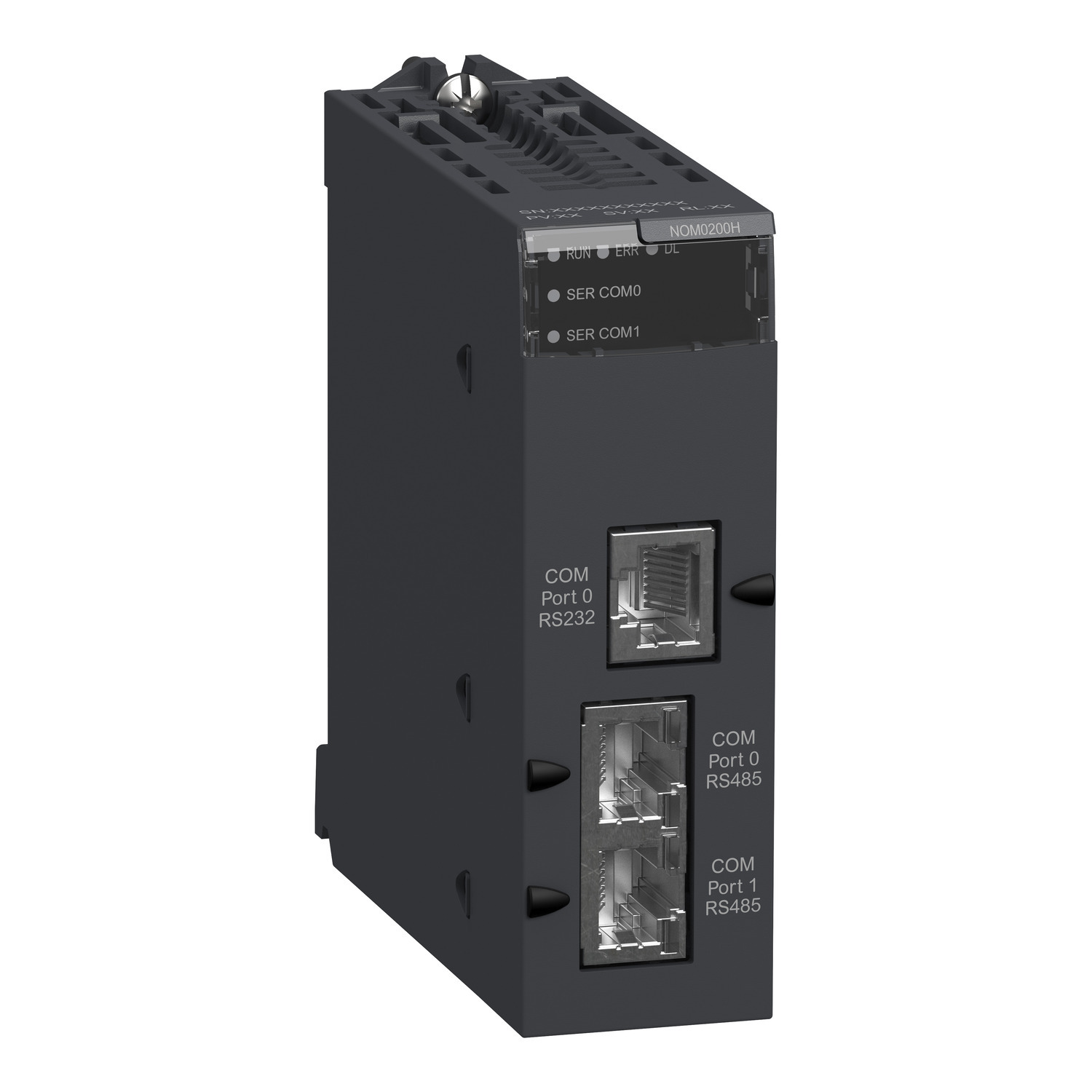 BMXNOM0200H Modicon Standard Harshed Serial Link Module With (2) RS 485/232 Ports, 24 V DC, 80 mA