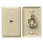 Hubbell Premise Wiring Products, Plate with Jack, 1-Gang, 6-Position 6-Conductor, Screw Terminals, Electric Ivory
