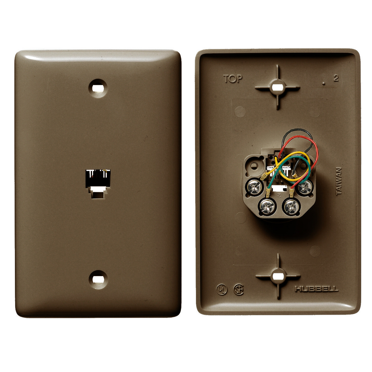 NS730 1-Gang Standard Molded-In Plate With Jack, Screw Terminal Connection, Screw Mount, 6-Position 4-Conductor Jack Position