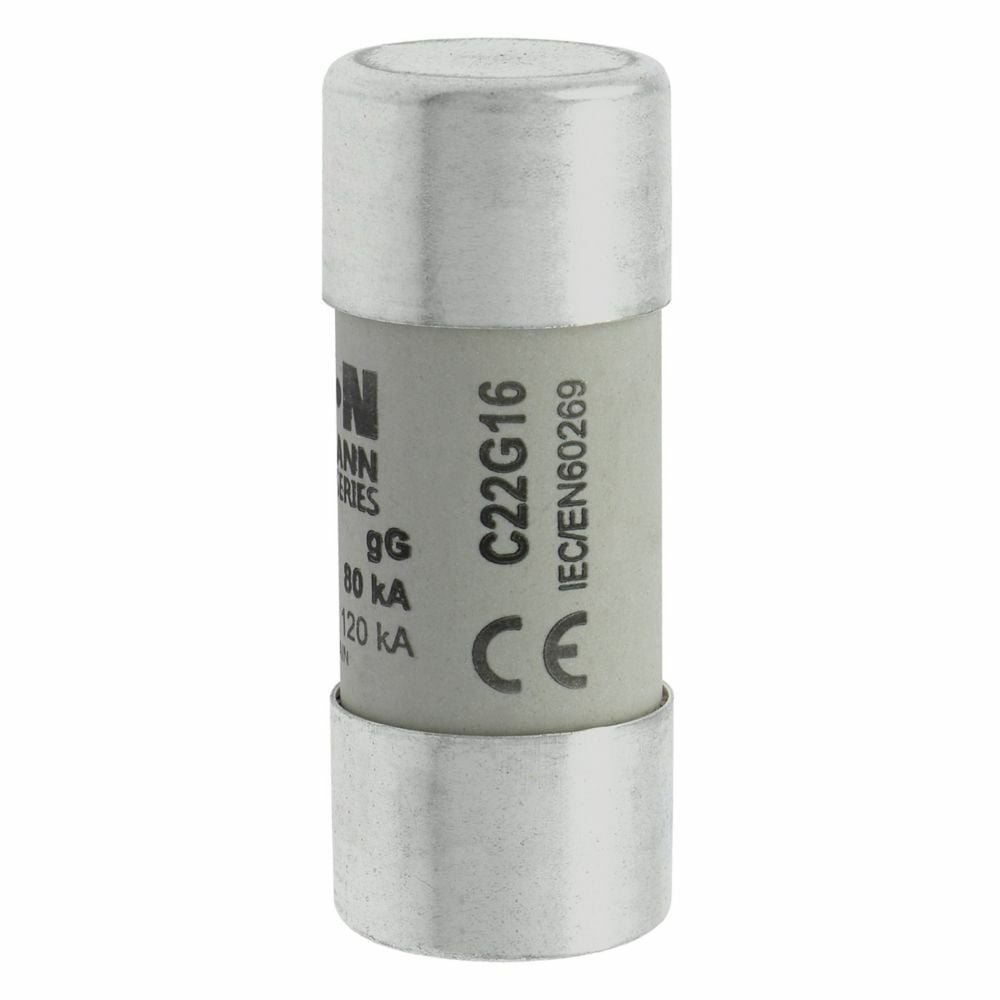 C22G16 Low Voltage Class C gL/gG Non-Indicating Cylindrical Fuse Link, 690 V AC, 16 A, For Use With Modular Fuse holder