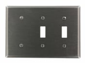 S214-N Blank Standard Size Combination Wall Plate, 3 Gangs, 6.38 in W x 4.5 in H, 302 Stainless Steel