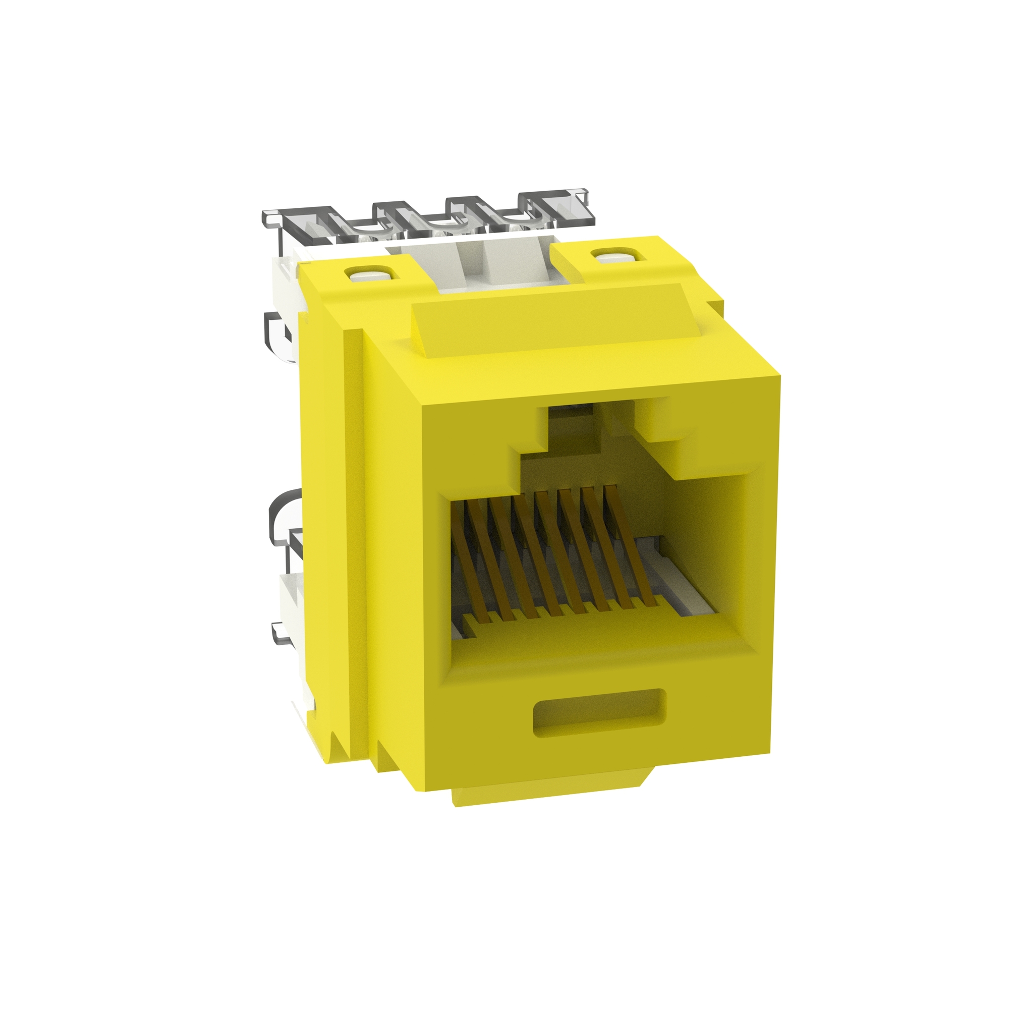 NK688MYL NetKey 1-Slot 8-Position 8-Wire Punchdown Unshielded Keystone Jack Module, Cat 6/Keystone Module, Surface Mount, 1 Port, ABS/Polycarbonate, Yellow