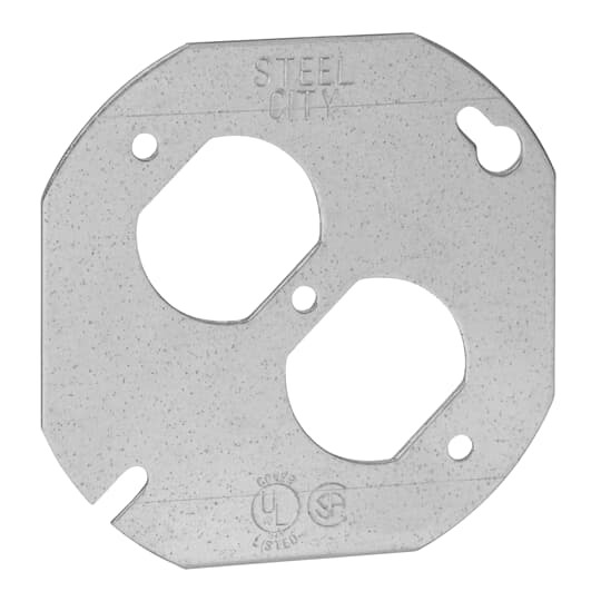 5402-LR Steel City Center Blanked Flat Box Cover, 4 in Dia, Steel
