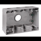 Eaton Crouse-Hinds series weatherproof outlet box, 59.0 cu in, Gray, 2-5/8" deep, Die cast aluminum, Three-gang, (7) 1" outlet holes