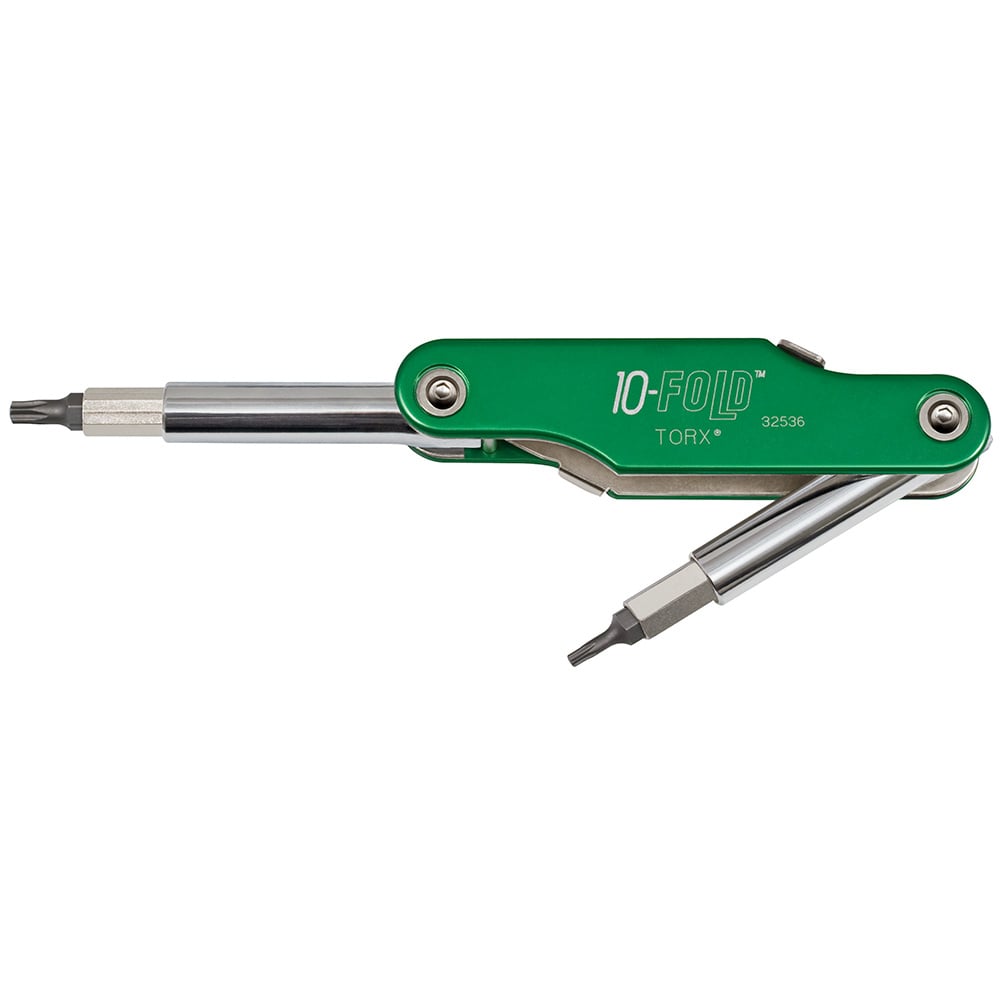 32536 10-Fold 10-in-1 Screwdriver, (2) 5/16 in, 1/4 in, (8) T6, T7, T8, T10, T15, T20, T25, T27 Torx Point, 9-3/4 in OAL