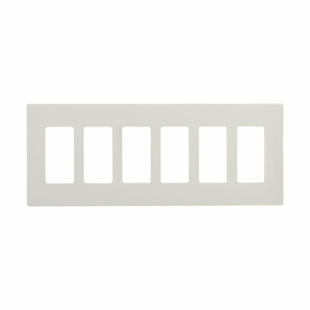PJS266W Arrow Hart Medium Size Decorative Wall Plate, 6 Gangs, 12.18 in W x 4.87 in H, Polycarbonate, White