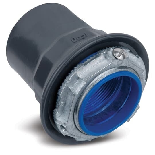 STG6-G Ocal Grounding Hub Connector With Thermoplastic Insulated Throat, 2 in Trade, Locknut Installation, Zinc