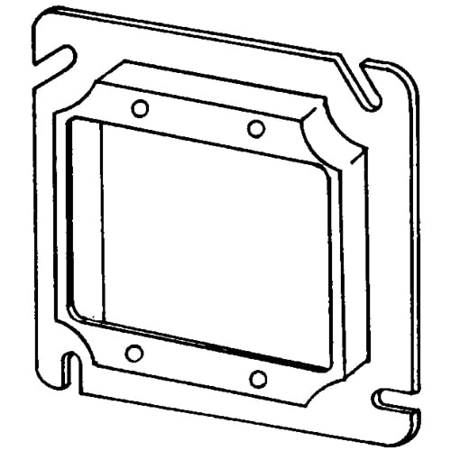 8486A 2-Device Raised Outlet Square Box Cover, 4-11/16 in L x 4-11/16 in W x 1/2 in D, Steel