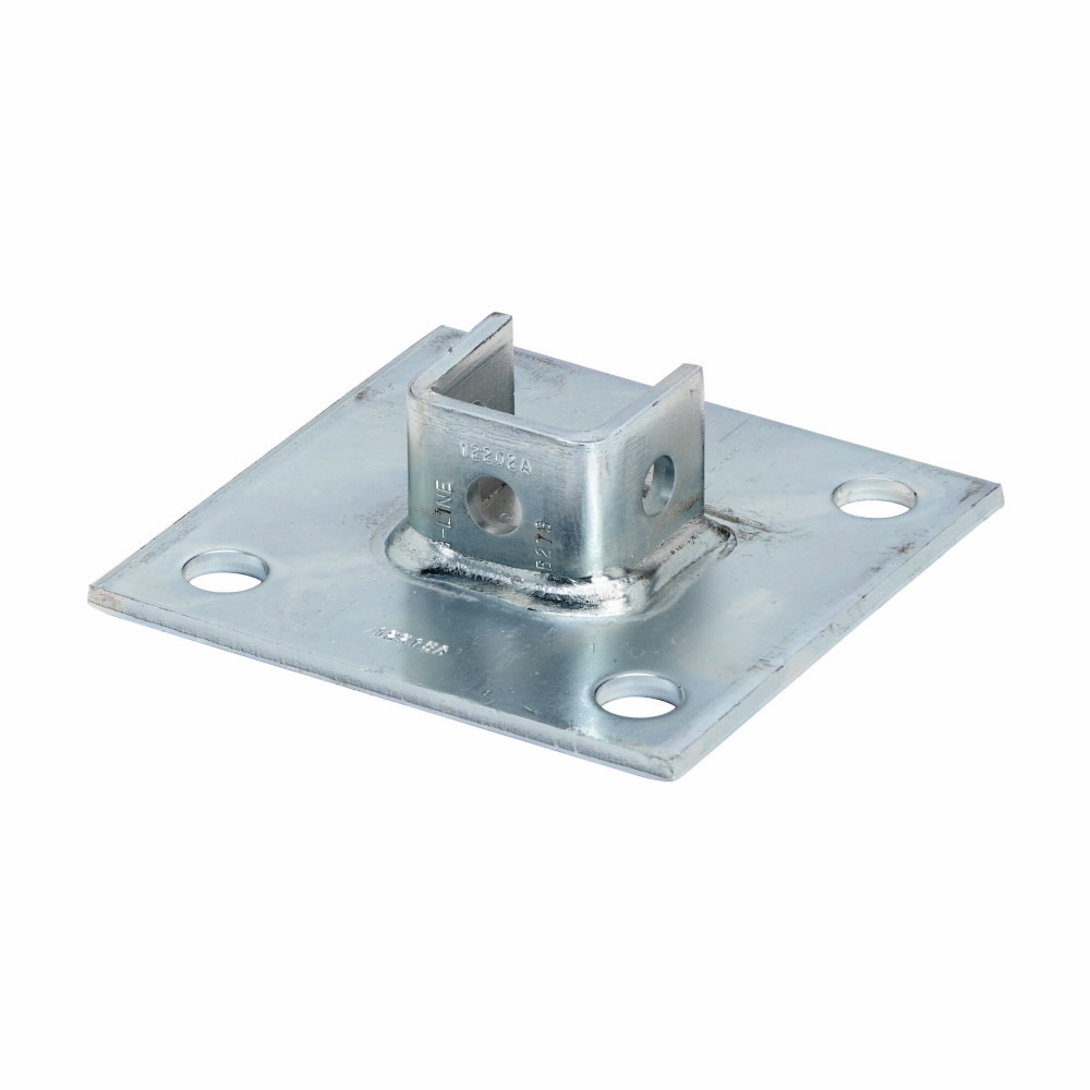 B279SQZN Type U Square Post Base, 1 Channel, Centered Channel Position, 1-5/8 in H Base, For Use With 1-5/8 x 1-5/8 in B22 Series Channel, Steel
