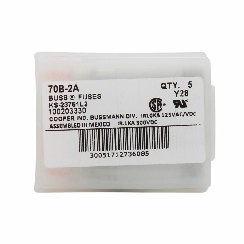70N-10A Telpower Pin Telecommunications Fuse, 10 A, 125 V AC/300 V DC, 1 kA Interrupt, Cartridge Body