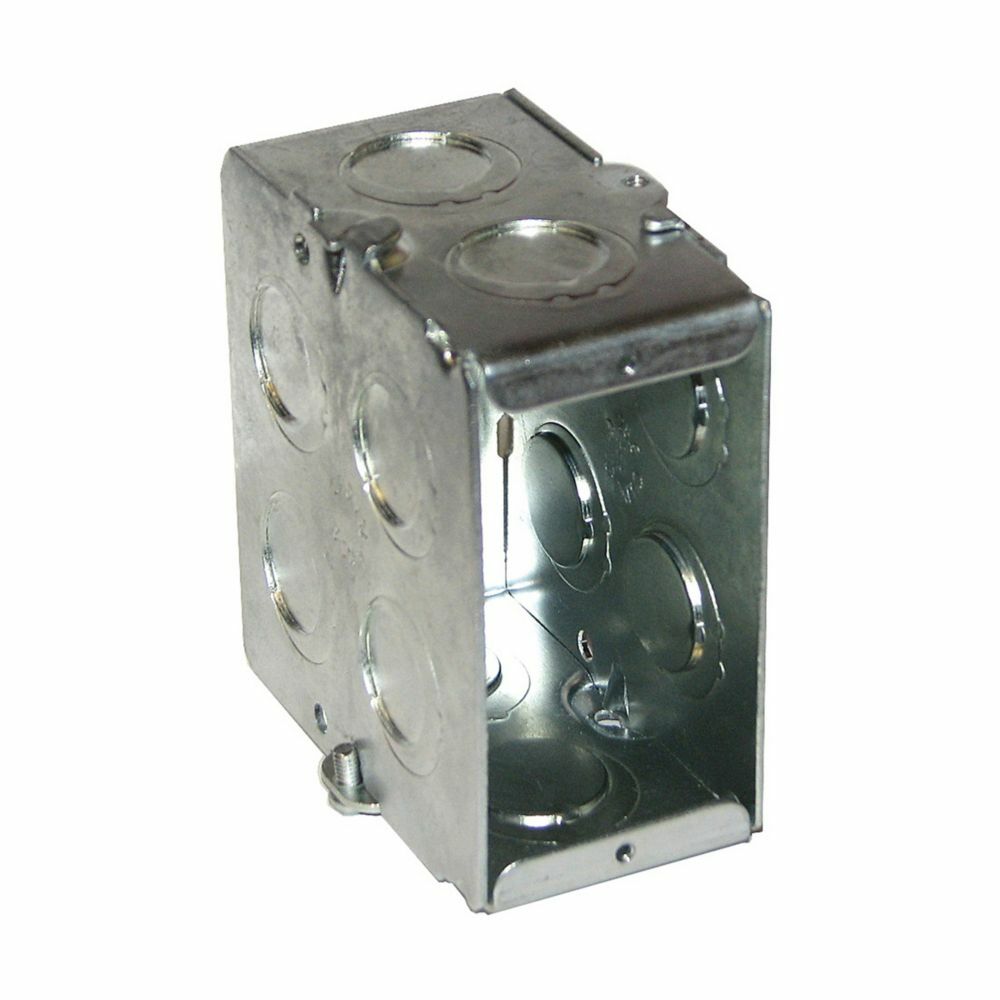 TP671 Gangable Welded Masonry Box, Steel, 15.5 cu-in Capacity, 1 Gang, 8 Knockouts
