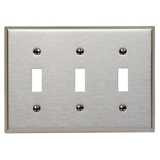 84011 Standard Size Traditional Combination Wall Plate, 3 Gangs, 6.37 in W x 4.5 in H, 430 Stainless Steel