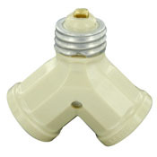 128-I 2-Pole 2-Wire Single Lampholder to Twin Lampholder Outlet Adapter, 660 W, 125 V AC, 15 A, E26 Lamp