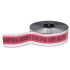 Foil-Backed Detectable Buried Utility Tape - Blue Background with Black Legend: CAUTION: BURIED WATER LINE BELOW, Size 3 Inches x 1000 feet. 5 Mil Polyethylene/Metallic Foil