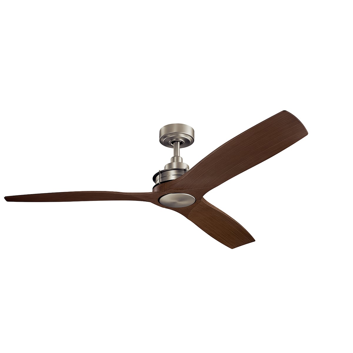 The Ried(TM) 56in; 3 blade fan features Brushed Nickel finish and Driftwood blades and reflects a classic aesthetic and perfect in a rustic industrial inspired style environment.