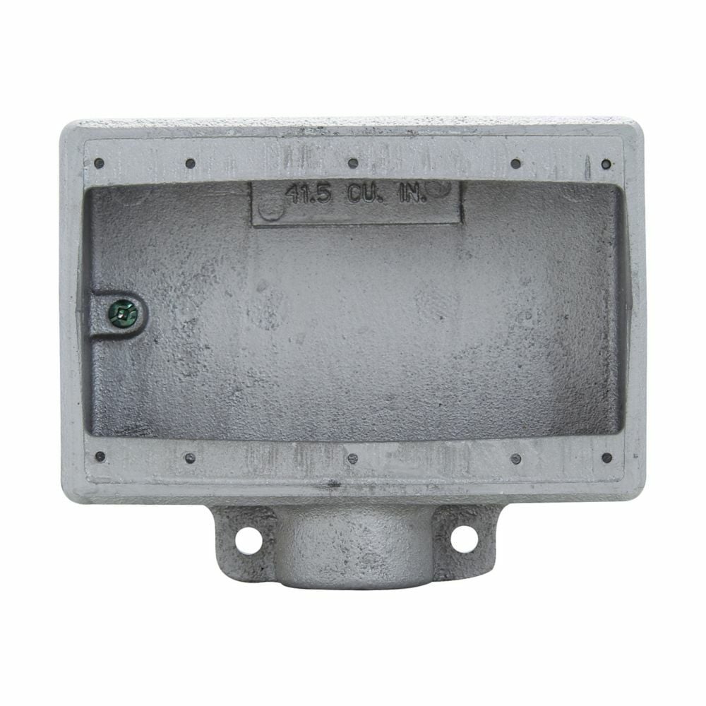 FS23 Condulet 1-Entry Shallow Device Box With Mounting Lug And Ground Screw, 3/4 in Trade, 3 Gangs, Feraloy Iron Alloy, Aluminum Acrylic Painted/Electro-Galvanized