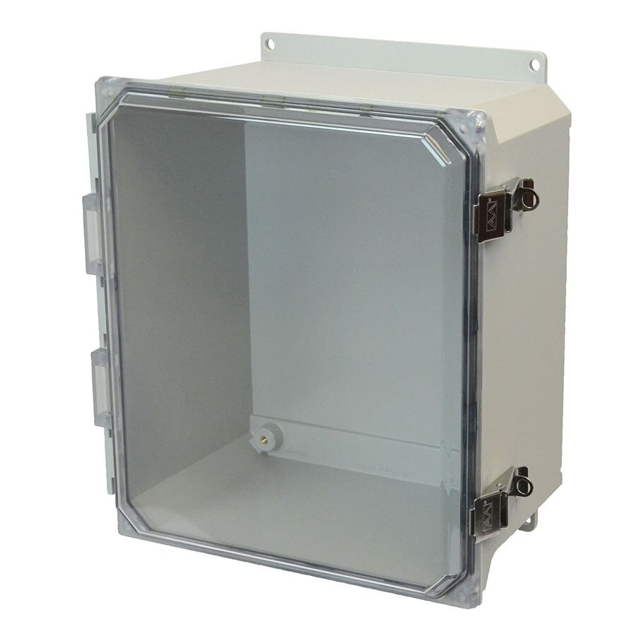 AMU1426CCLF Ultraline JIC Size Junction Box With Flush, Polycarbonate Cover, 14.05 in H x 12.27 in W x 6.13 in D, Hinged Injection Molded Clear Cover, NEMA 4X NEMA Rating, ULTRAGUARD Fiberglass Reinforced Polyester/Thermoset