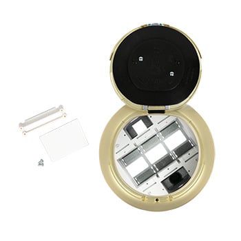 4ATCP2CRSB Evolution 4AT Dual Service Pre-Wired Recessed Poke-Through Assembly With Surface Style Cover, Controlled Receptacle Marking, 4 in Hole, 2 Gangs, Plastic/Steel