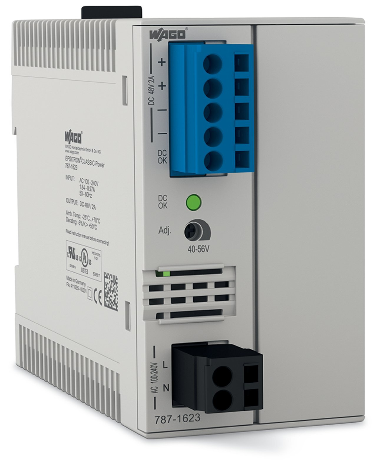 787-1623 1-Phase, 300 V Input, 48 V DC Output, DIN Rail Mount