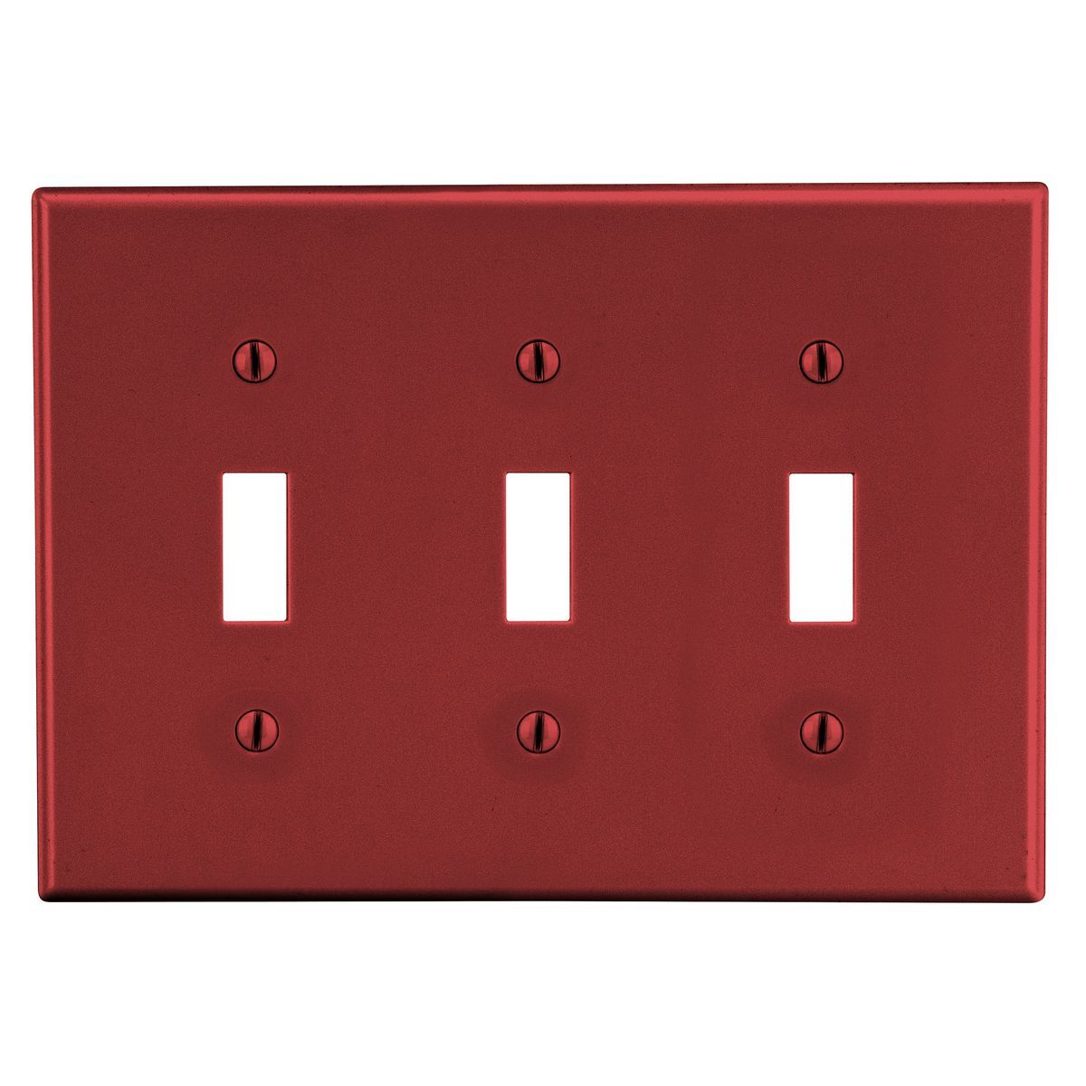 PJ3R Mid-Size Non-Metallic Wall Plate, 3 Gangs, 6.75 in W x 4.88 in H, Polycarbonate Thermoplastic, Red