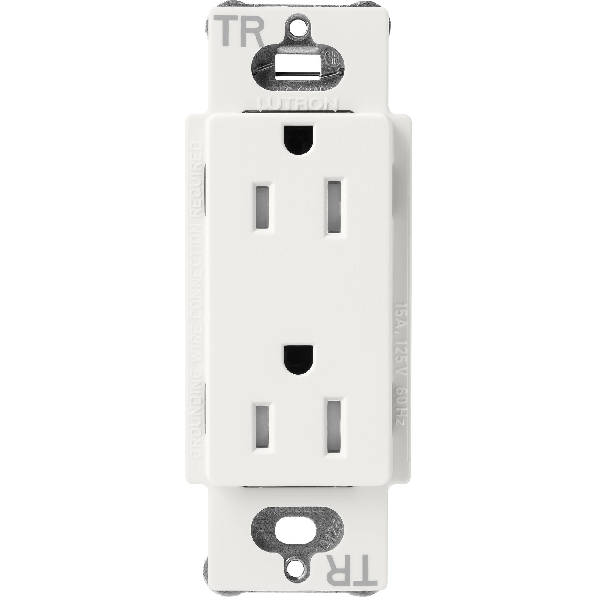 SCRS-15-TR-RW Claro Tamper-Resistant Duplex Receptacle, Decorator-Style Outlet, 15 Amp, Satin, Architectural White