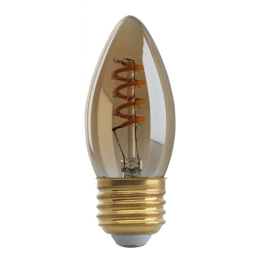 S9970 Dimmable Filament LED Lamp, 2 W, 25 W Incandescent Equivalent, E26 Lamp, B10 Shape, 90 Lumens